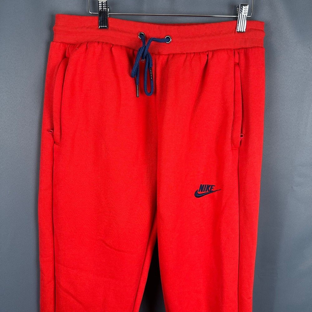 Nike Mens XL Red Joggers Sportswear Sweatpants Tapered Cuffed Pants Embroidered - Picture 2 of 8